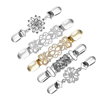

5Pcs/set Combination Ancient Silver Gold Sweater Collar Tightening Clip Clothing Shawl Clip Boutonniere Accessories