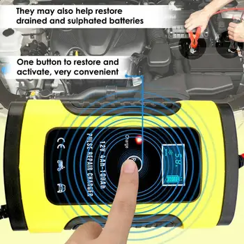 

12V 5A Pulse Repair Charger with LCD Display, Motorcycle Lead Battery Charger 12V Charger, GEL Battery WET Acid AGM & Car C3L4