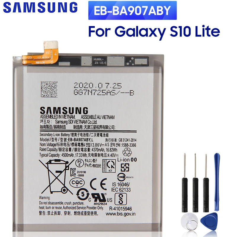 

SAMSUNG Original Replacement Battery EB-BA907ABY For Samsung Galaxy S10 Lite 4500mAh Phone Batteries