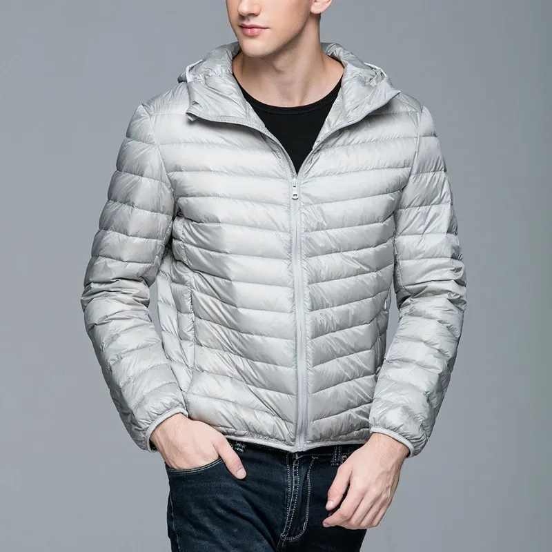 Autumn And Winter The New Super Light Thin Section Men's Down Jacket Brief Paragraph Big Yards Leisure Hooded Down Jacket