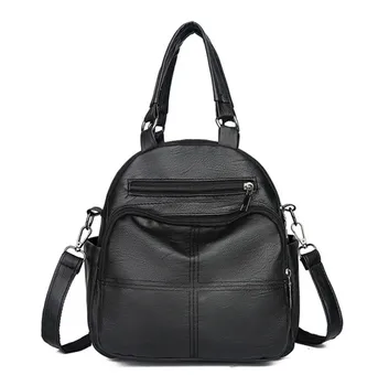 

New Fashion Women Girl Small Backpack Lady Portable Travel Casual PU Leather Solid Black Red Backpack