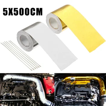 

500cm Aluminum Foil Tape Automotive Exhaust Pipe Decorative Tape Heat Shield Wrap Tape Heat Insulation car Interior Accessories