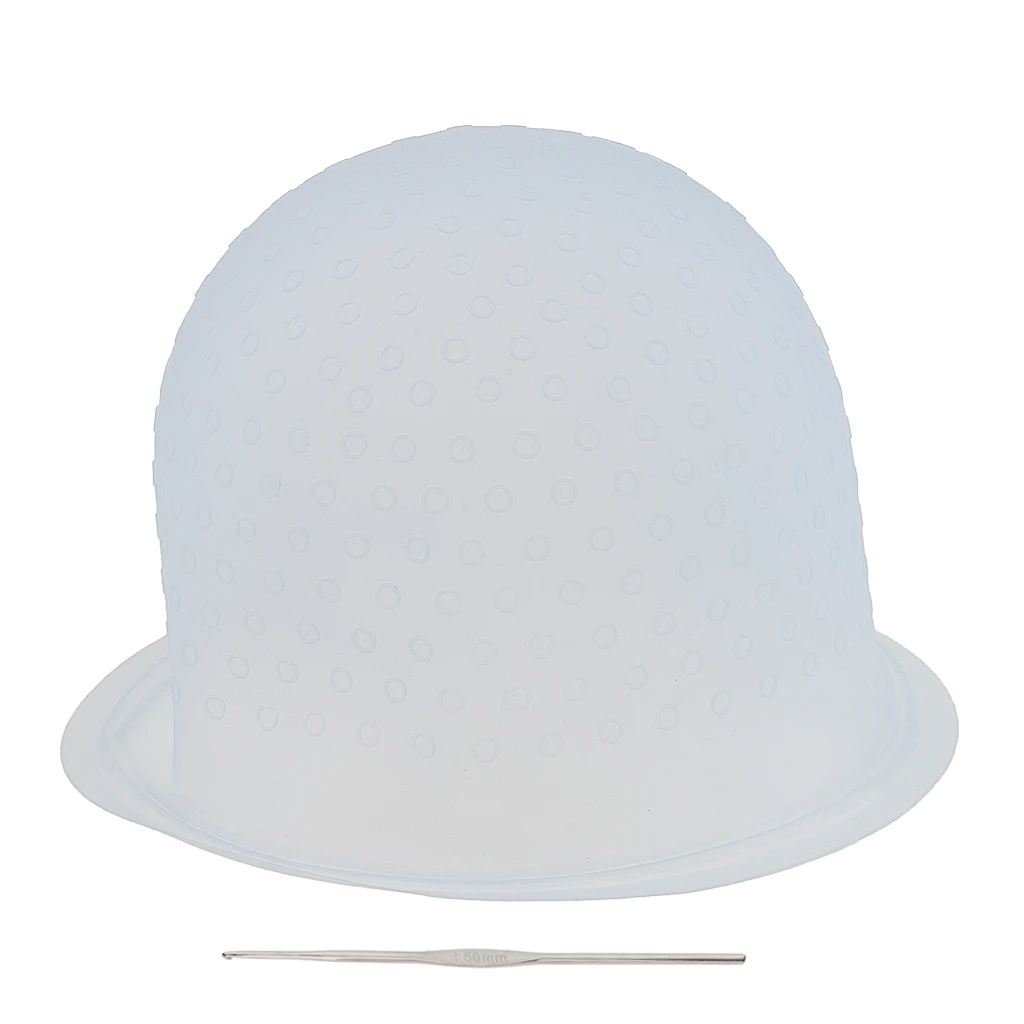 Reusable Salon Highlighting Dye Hair Coloring Frosting Cap + Metal Hook Hair Care Styling Accessories for Home Salon Barber Shop