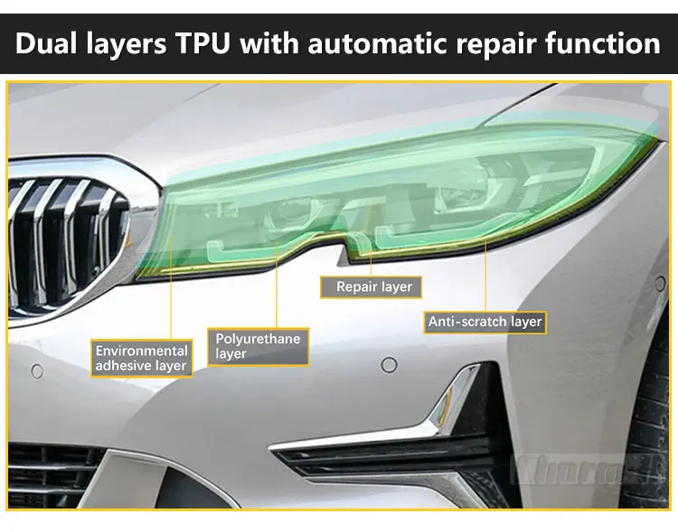 2 шт. автомобильный Стайлинг фар защитная пленка ТПУ Прозрачная восстановительная Защитная Наклейка для BMW 3 серии G20-Аксессуары