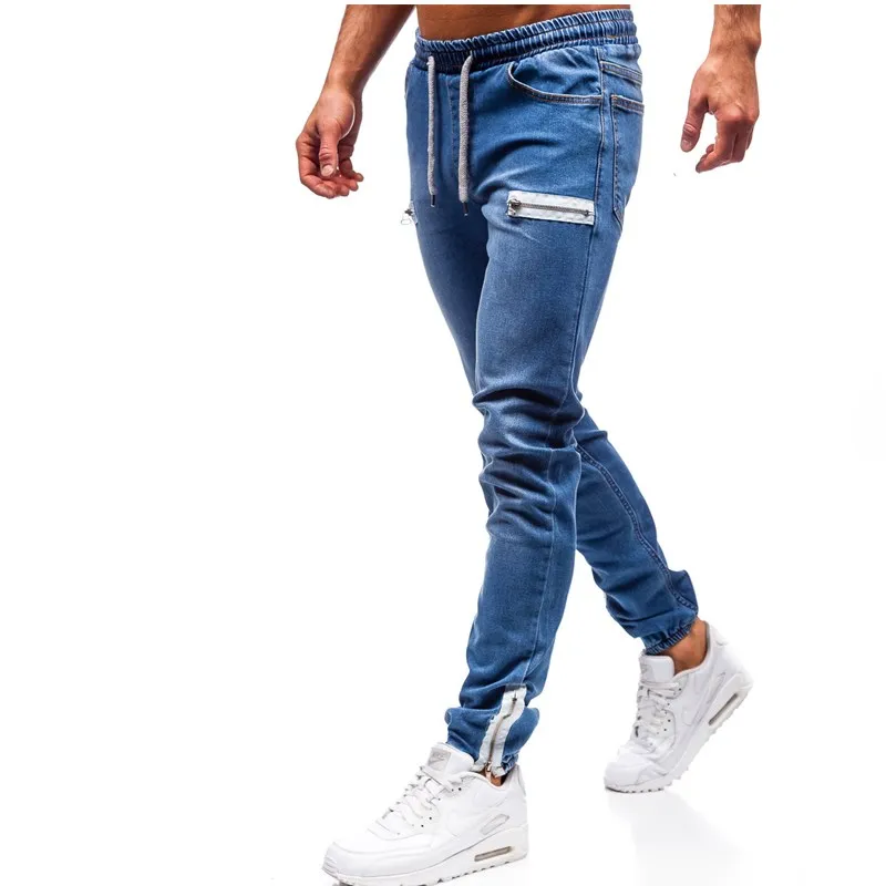Новые модные брендовые джинсы на молнии, мужская одежда в стиле хип-хоп, спортивные штаны, обтягивающие джинсовые штаны на молнии, дизайнерские черные мужские джинсы