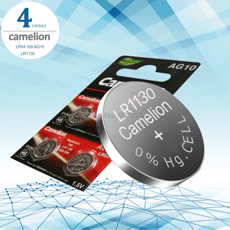 4 шт. Camelion Батарея сотовый 1 5 V AG10 LR1130 Щелочная батарейка-кнопка 389 LR54 SR54 SR1130W 189