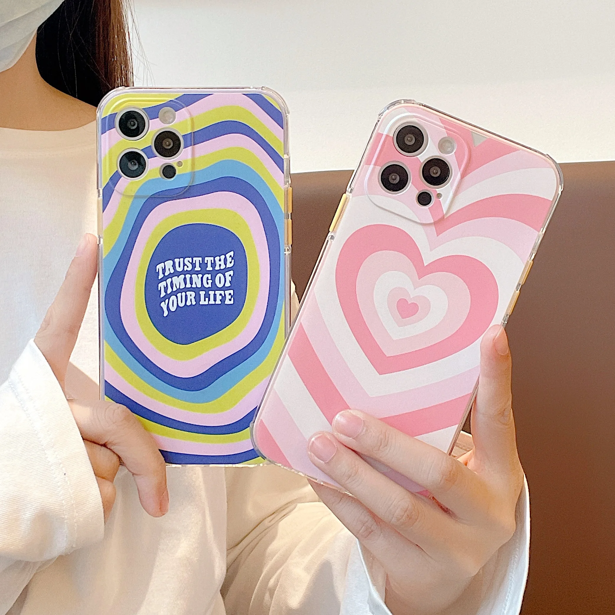 Cute Pink Love Heart Phone Cases For iPhone 12 11 Pro Max XR X XS Mini 7 8 Plus Lovely Cartoon Soft TPU Back Cover Case | Мобильные