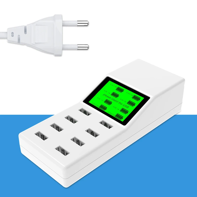 eu plug 40 Вт 8A USB Зарядное устройство 8-портовый usb-хаб зарядные станции с ЖК-дисплей Дисплей AS99 - Цвет: eu plug