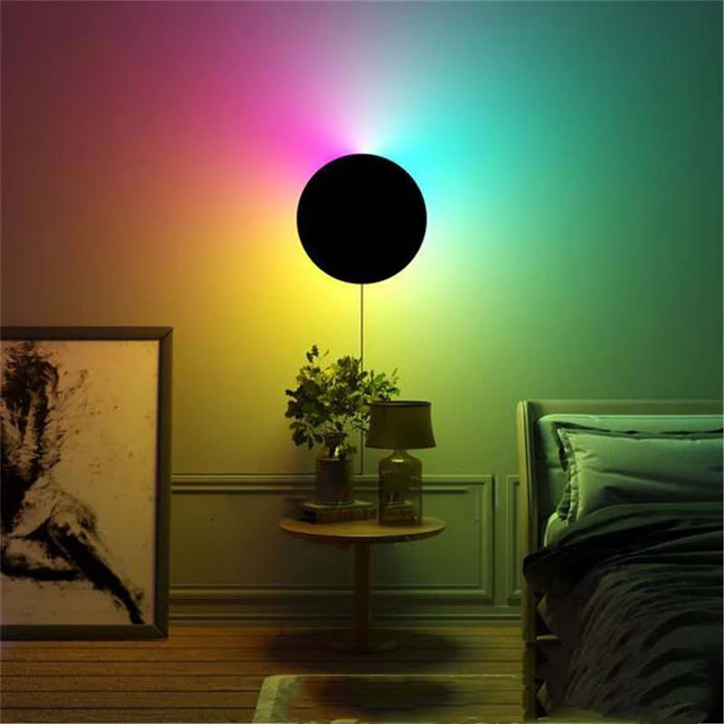 designer wall lights Modern LED RGB Round Wall lamp Touch Sensing Night Light Bedroom Bedside Wall Sconce Indoor Stair Aisle Decor Lighting Fixture outdoor wall lights