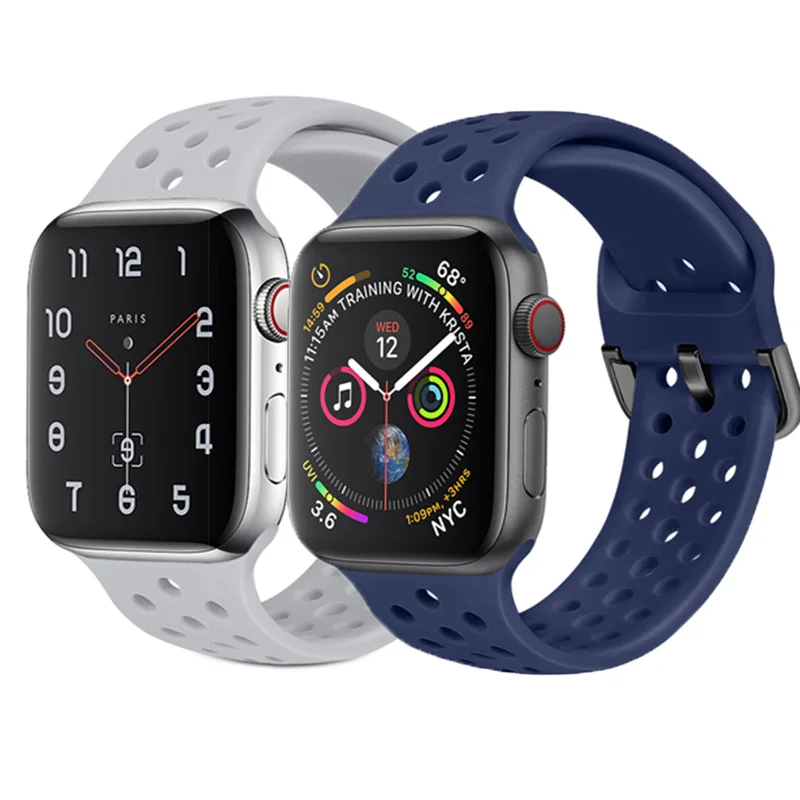 Ремешок силиконовый для apple Watch band 44 мм 40 42 38 спортивный браслет смарт-часов watch iwatch