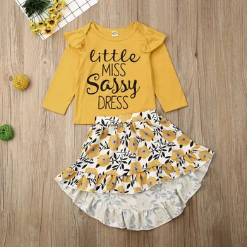 

Newborn Baby Girl Clothes Winter Long Sleeve Letter Ruffles T-shirt Tops Floral Irregular Skirt Ropa Niña Toddler Girls Clothing