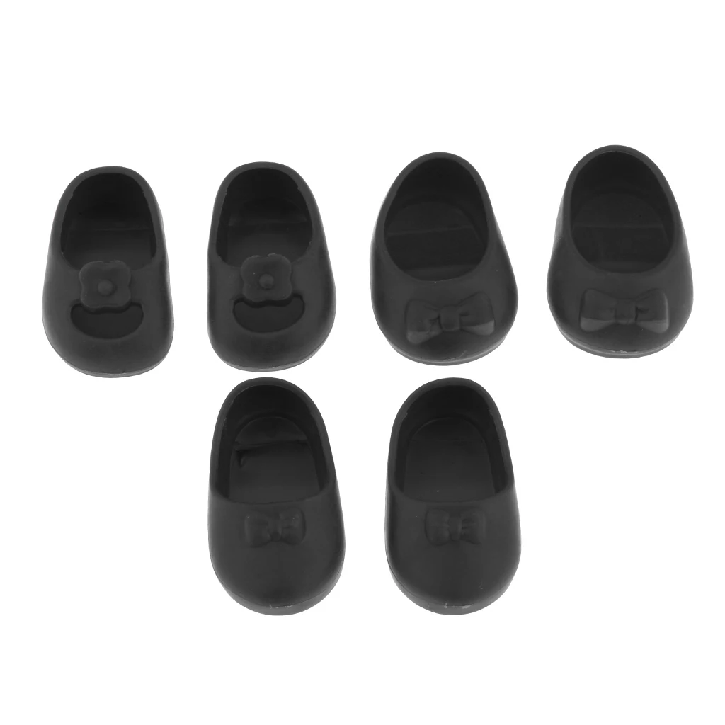 3 Pairs/Set Shoes Sandal Slippers For 25cm Mellchan Doll Outfit Accs Black