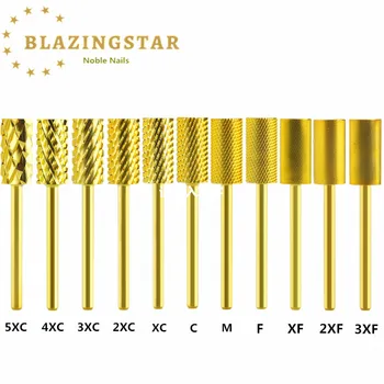 

2020 New Nail Drill Bits Large Barrel Gold Fastest Remove Acrylics or Gels Tungsten Carbide Electric Manicure Drill Accessories