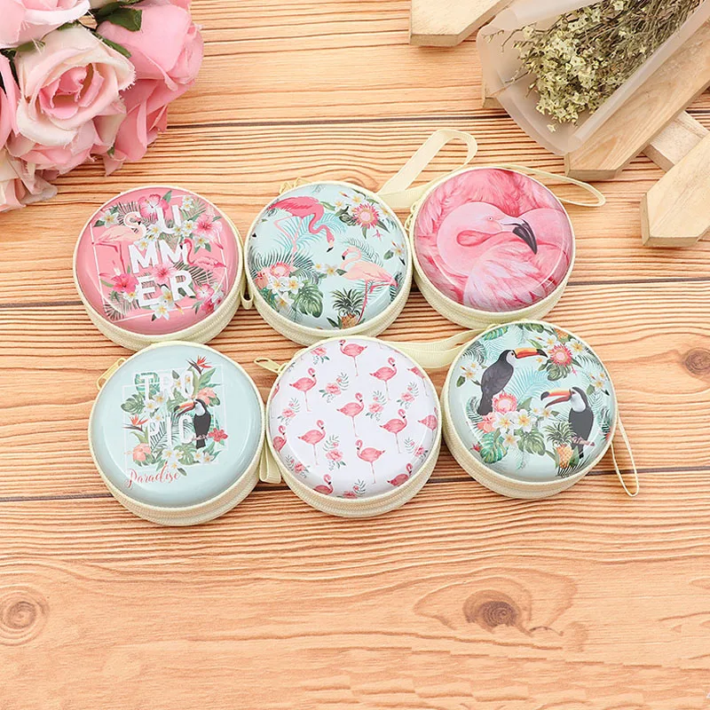 

1pc Organizer Case for Headphones Flamingo Pattern Storage Bag Carrying Hard Box Case Earphone Earbuds Memory Card Storage Bag