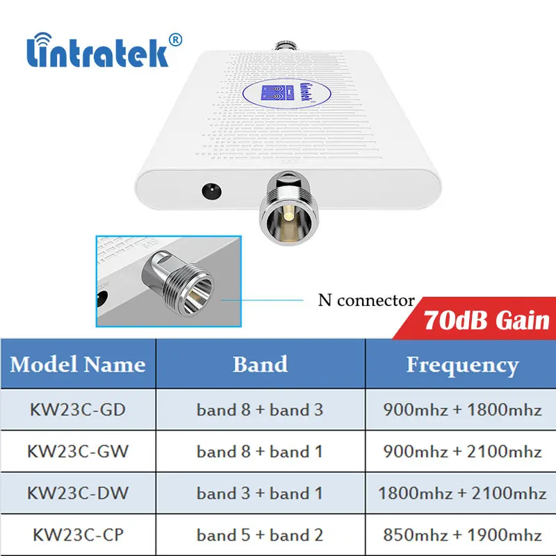 Lintratek 70dB двухдиапазонный 3g 4G 1800 2100 МГц повторитель 900 1800 GSM 2G 4G LTE Усилитель сотового сигнала 2100 МГц 3g усилитель ALC# dd