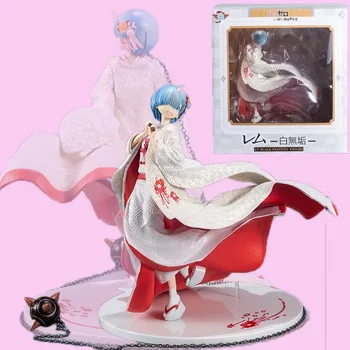 

Anime Re : Life in a Different World From Zero Rem White Kimono with Iron chain ball Action Figure Collectable Model Toy