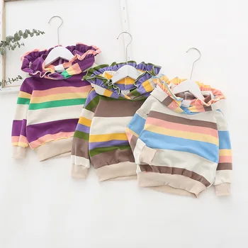 

1 2 3 4 5 6 Y Toddler Girls Hoodies Casual Striped Long Sleeves Sweatshirts for Girl Kids Clothing 2020 New Arrival Baby Shirt