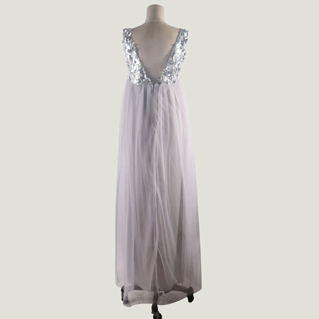 Сексуальное женское платье для беременных с v-образным вырезом, коктейльное длинное выпускное платье с блестками, длинное платье для беременных
