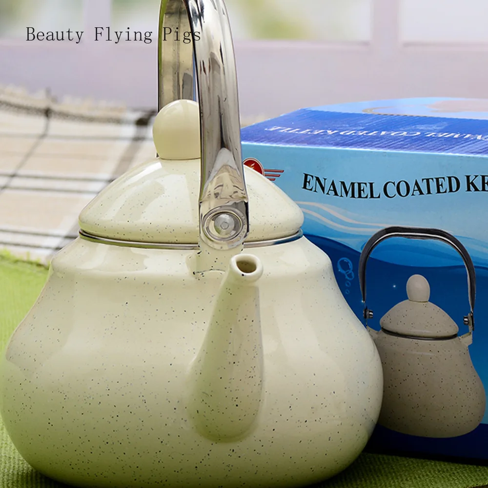  Direct sales of new enamel enamel pockmark milk white star point pear shaped pot can be heated high - 4000046677811