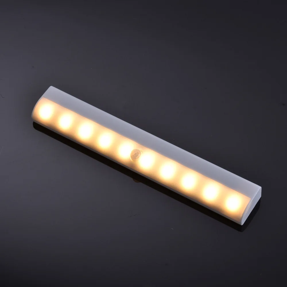  Motion Sensor Night Light Potable 10 LED Closet Lights Battery Powered Wireless Cabinet IR Infrared - 4000058222285