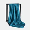Foulard Hijab en Satin de Couleur Unie pour Femme, Châle Carré de 90cm pour Cheveux