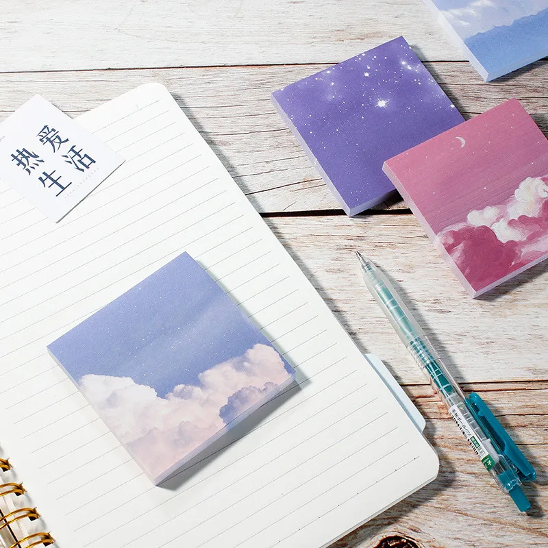 1PC 80 Sheets/pack 8*8CM Stars Moon Forest Theme Cute Memo Pad Stickers Decal Sticky Notes Scrapbooking Diy Kawaii Notepad Diary 3