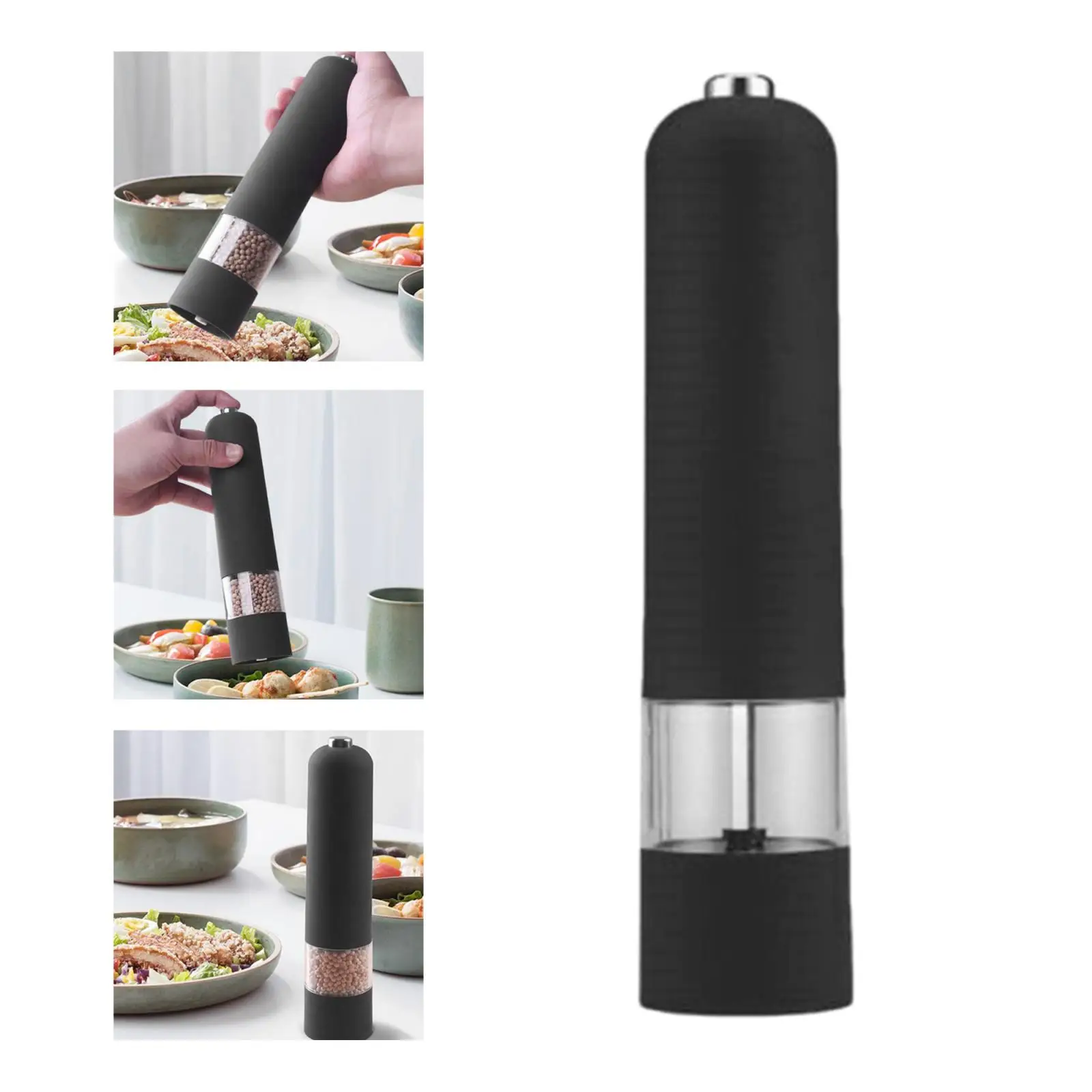 Automatic Plastic Electric Salt and Pepper Mill Grinder Shaker 22.5x5.3cm for Herb Spice Peppercorn