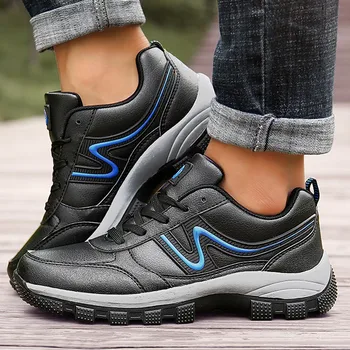 

Wear Resistant Shoes Men's Round Head Strap High-Top Handsome Outdoor Boots Tide Men's Tooling Boots Zapatillas Hombre Deportiva