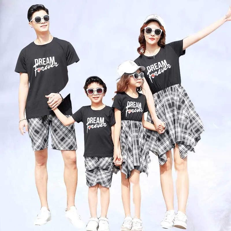 

Summer family matching clothes mommy and me clothes plaid mother daughter dressesmom mum baby dress clothing family outfit