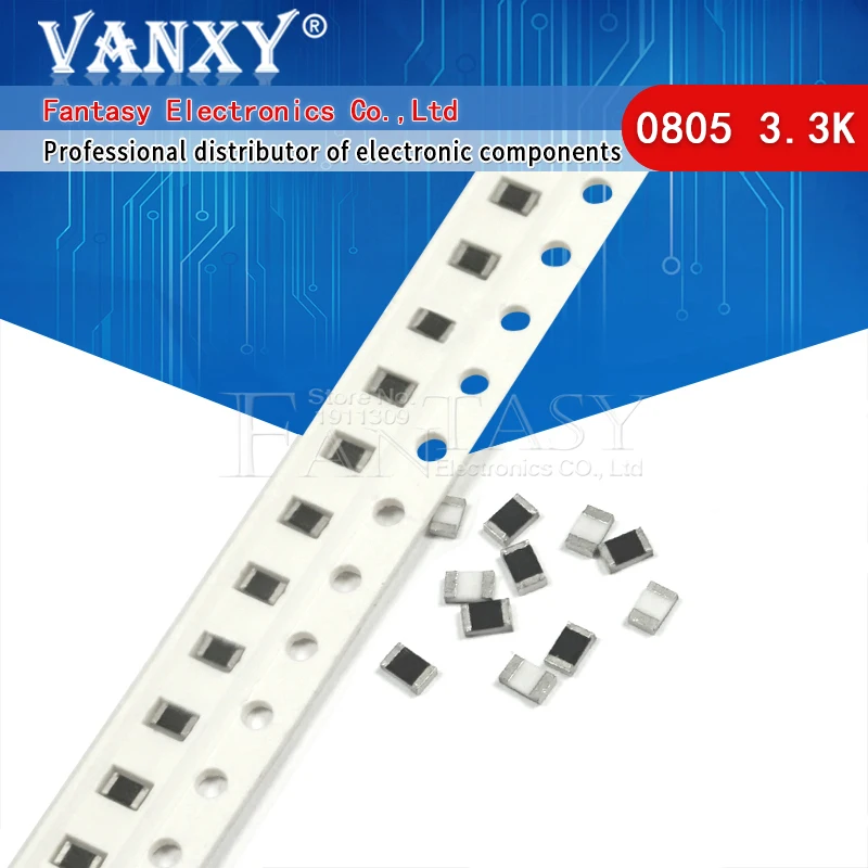 300PCS 0805 SMD Resistor 1% 3.3K ohm 1/8W 3K3 332|smd resistor|0805 smd ...