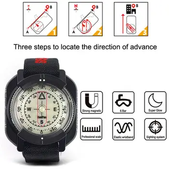

60 M / 197 Feet Diving Compass Watch Waterproof Pocket Size Outdoor Camping Hiking Gear Portable Adventure Survival Accessory