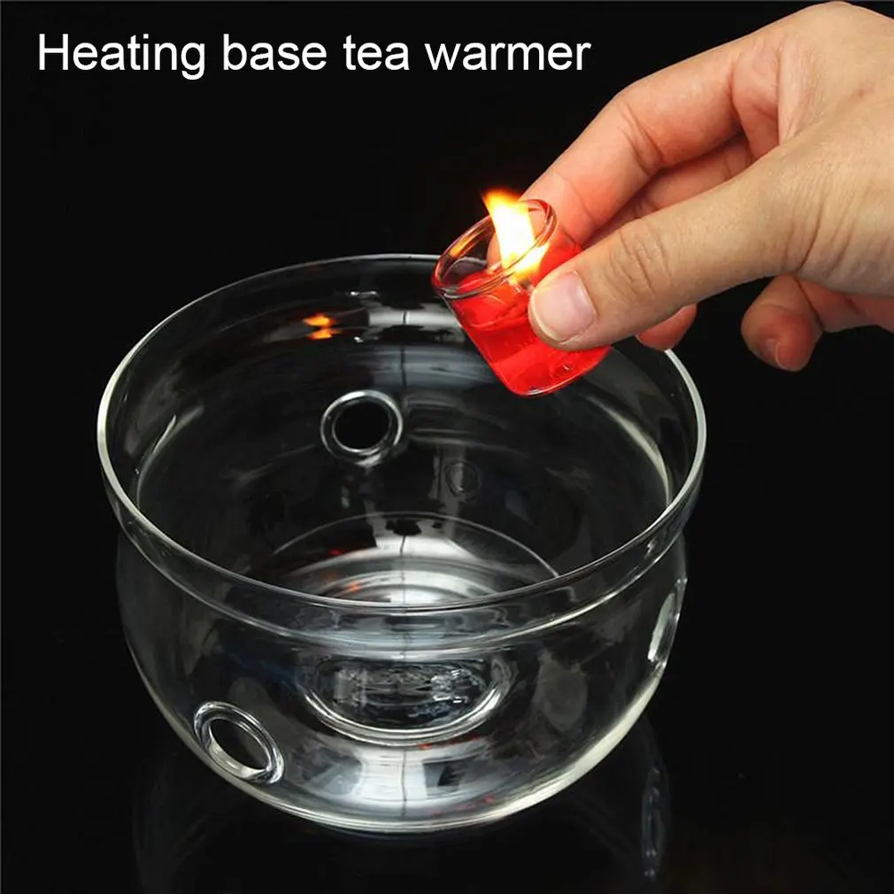 Heat-Resisting Teapot Warmer Base Clear Borosilicate Glass Round Shape Insulation Tealight Portable Teapot Holder