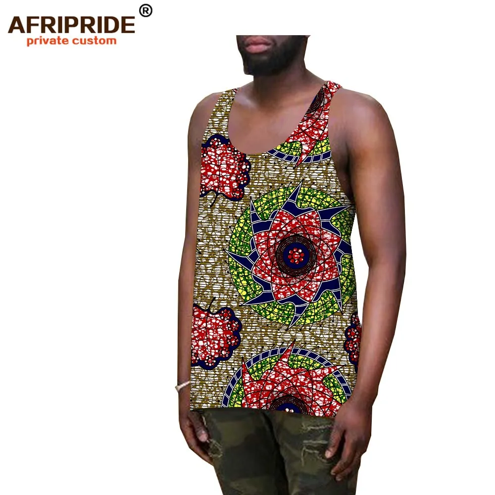 Африканский Анкара печати Шир для мужчин AFRIPRIDE индивидуальные рукавов Мужская хлопковая майка летняя пляжная A1912007 - Цвет: 481J