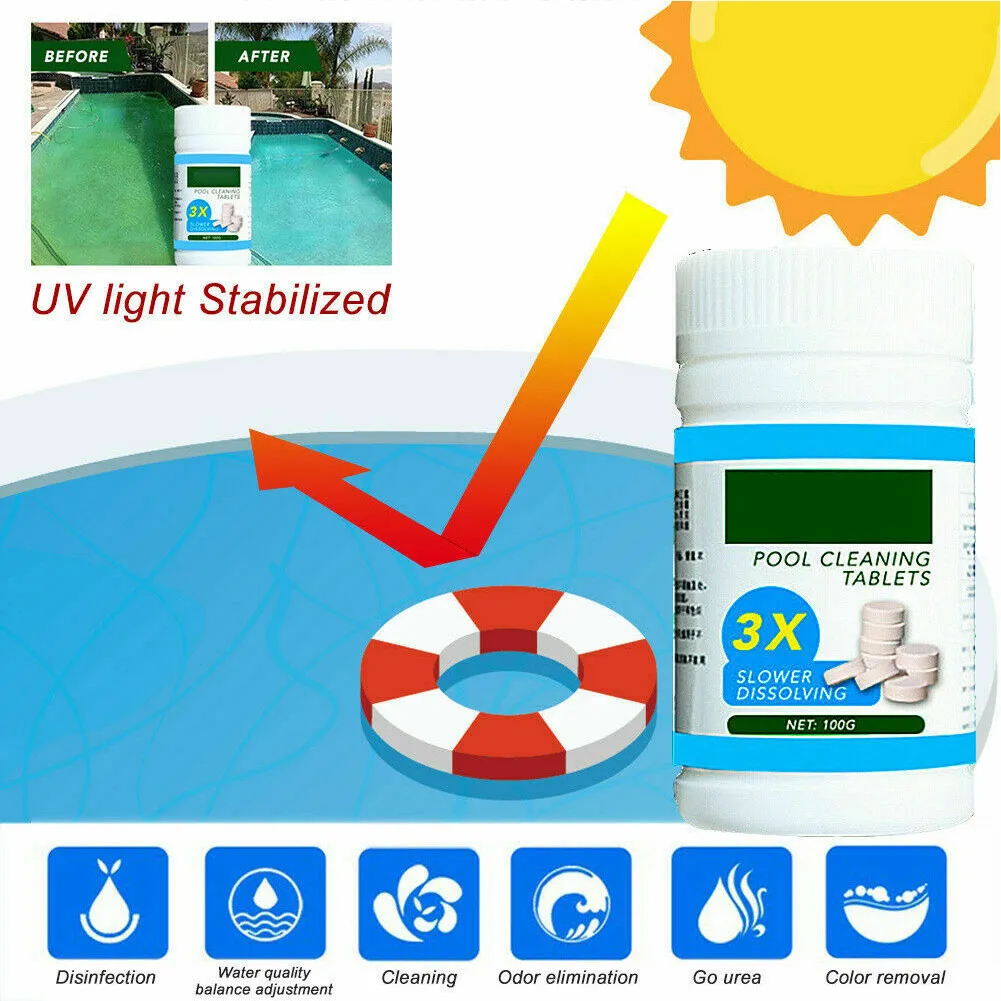 

Pool Cleaning Floating with 100pcs Purifier Tablets Swimming Pool Chlorine Dispenser Kit AUG889
