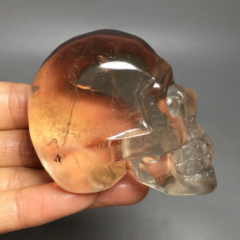 166 г высокое качество натуральный Смоки камень череп кварцевые кристаллы Исцеление