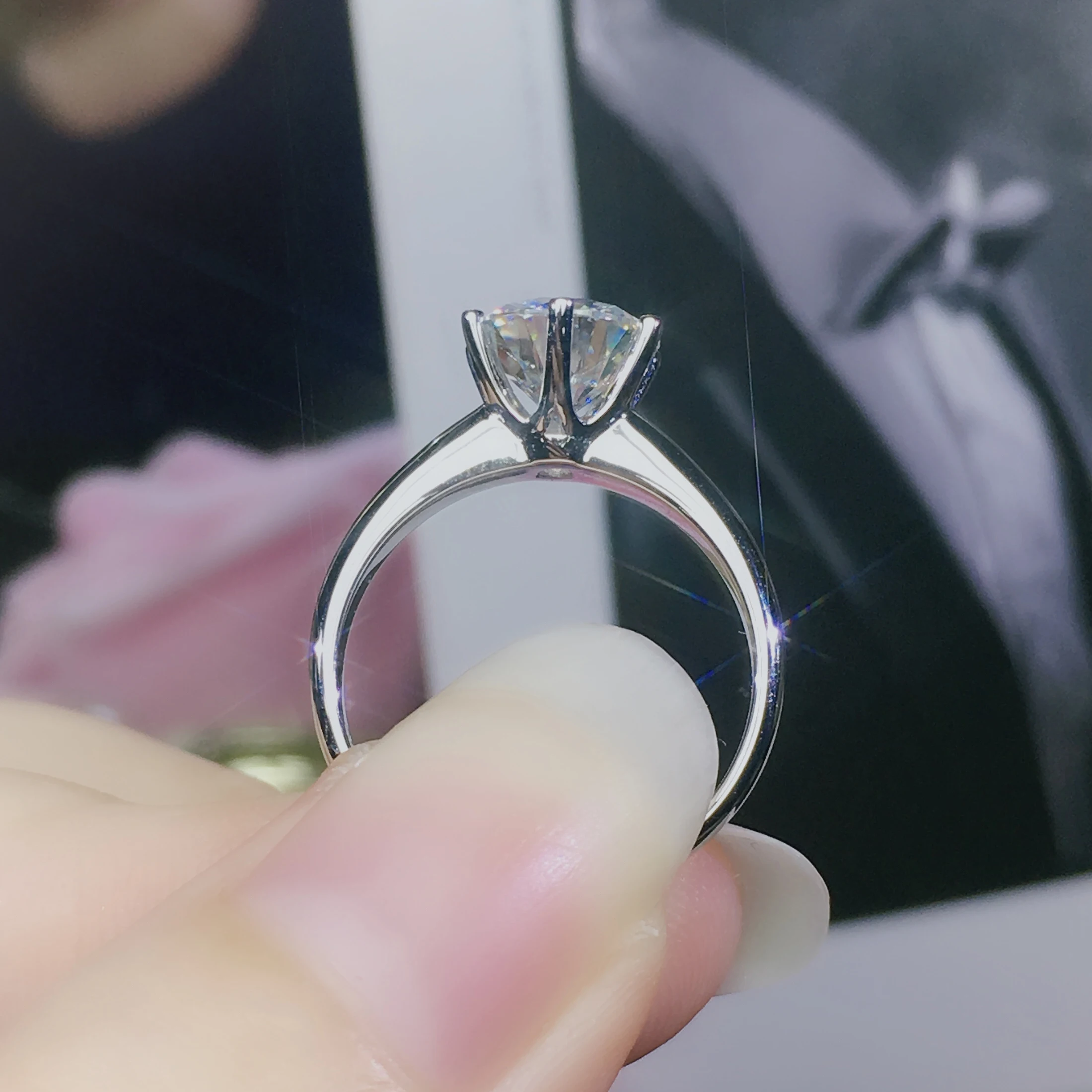 Классическое кольцо Moissanite из стерлингового серебра 925 пробы, простой стиль, 1 карат, IJ цвет, Ювелирное кольцо на головщину