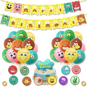 

1 Set Spongebob Happy Birthday Balloons Theme Spongebaby Balloon Set Child Birthday Wedding Wall Party Decoration Supplies