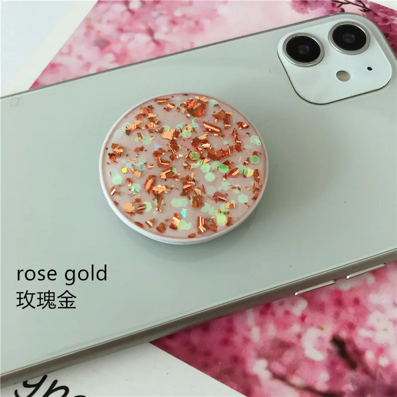 Новое поступление, эпоксидный держатель для телефона, Золотая фольга, универсальные розетки, подставка для мобильного телефона - Цвет: rose gold