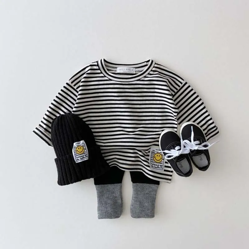 Autumn New Baby Boy Long Sleeve Tops Striped T Shirts Kids Bottoming Shirts Fashion Toddler Girl Tee Children Clothing