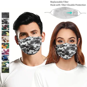 

2020 Camouflage PM2.5 Reusable Adult Cartoon Anime Mask Breathable Protective Face Mouth Mask bacteria proof Flu Women Men Mask