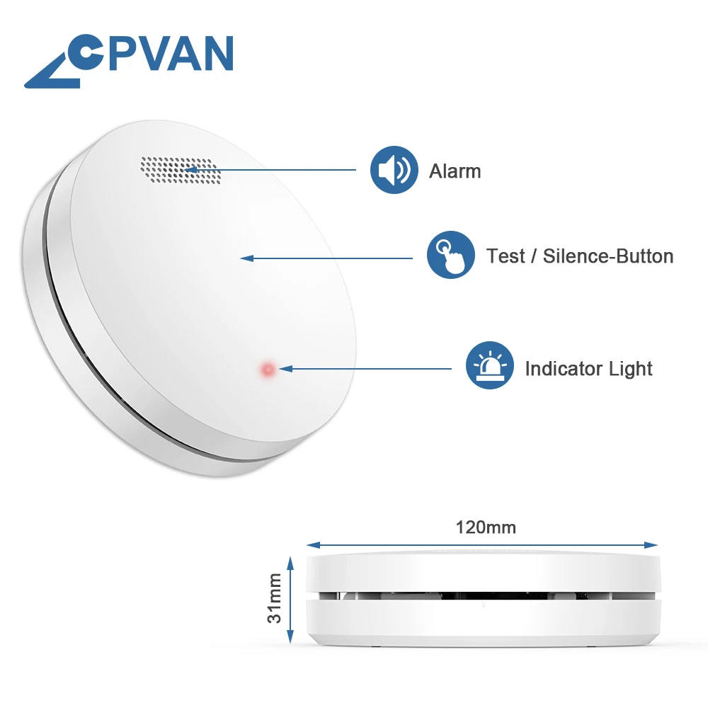 cplan sem fio interligado detector de fumaça sensor anos bateria interconectado incêndio alarme bombeiros acessórios