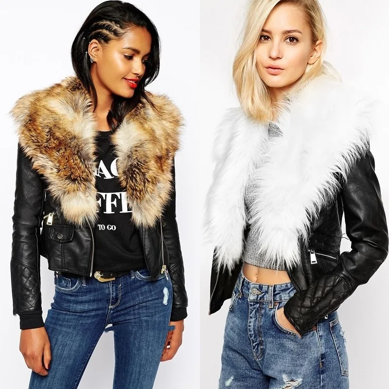 

Leather Jacket Women PU Motorcycle Biker Coat Female 2020 Autumn Winter Casual Plus Size Faux Fur Collar Short Leather Outerwear