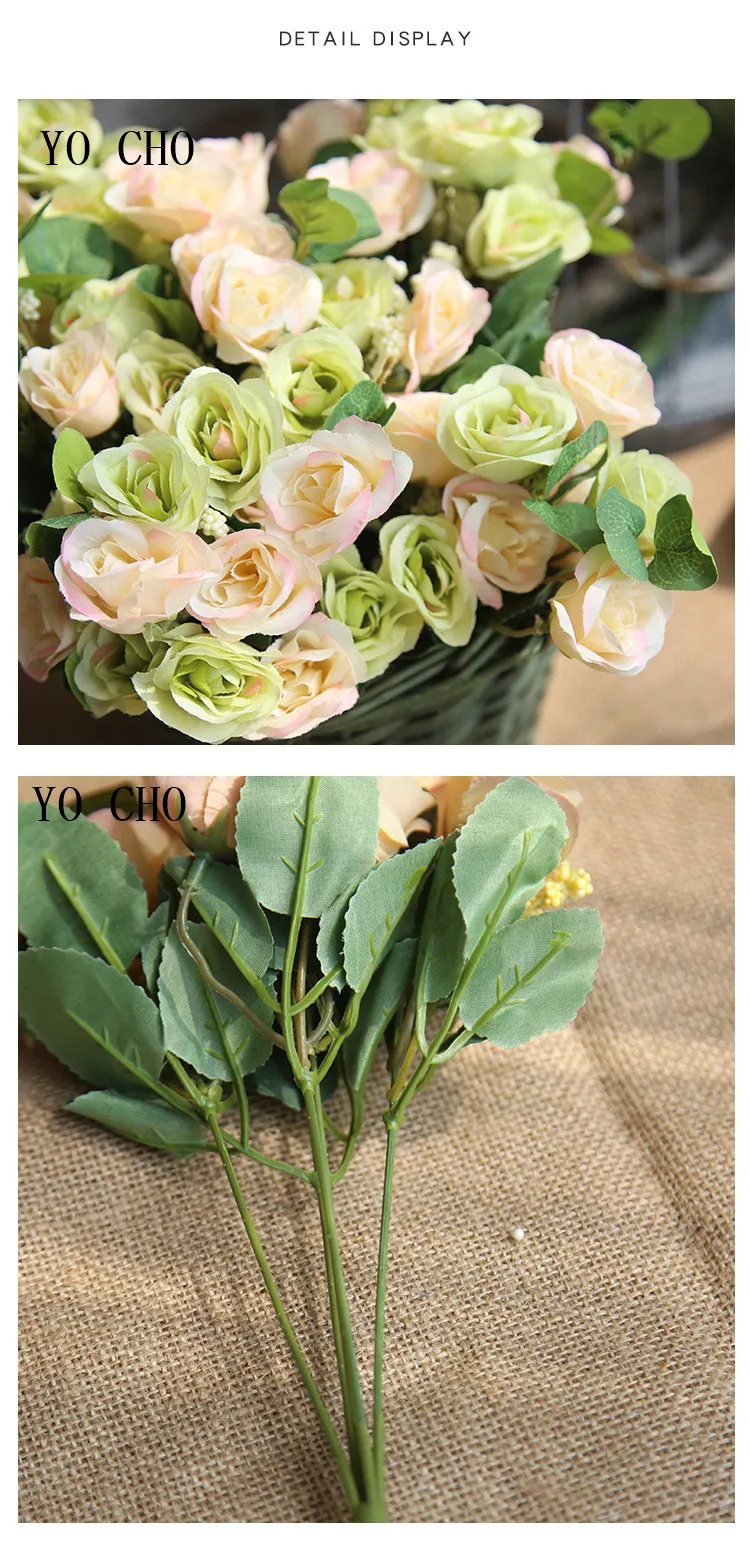 1 Bundle Roses Artificial Flower Home Decor 10 Heads Imitation Fake Flowers for Garden Plant Desk Decor Artificial Roses Flowers