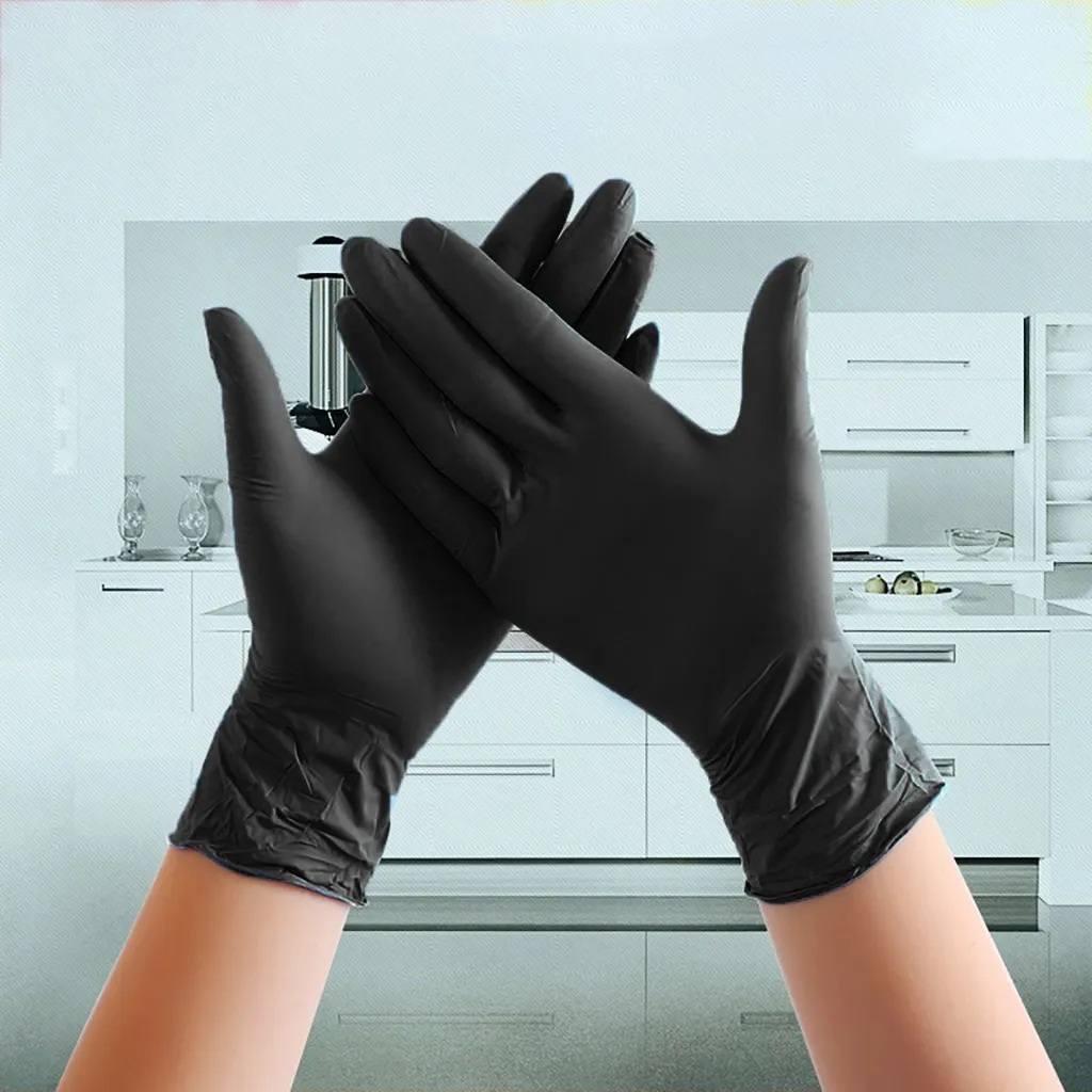 

20/100pcs Disposable Nitrile Gloves Work Glove Food Prep Cooking Gloves / Kitchen Food Waterproof Service Cleaning Gloves Black