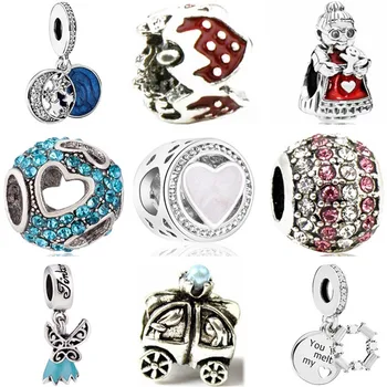 

European Luxurious Lucky Bag Strawberry Car Moon Butterfly Witch Heart Beads Fit Pandora Charms for Women DIY Bijoux Jewelry