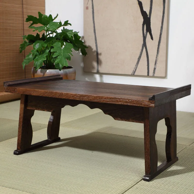 Bandeja de madera japonesa antigua, pata plegable rectangular de 80cm