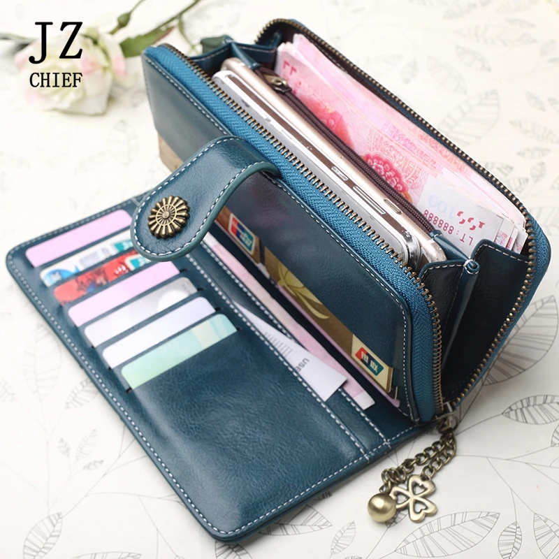 

JZ CHIEF Wallet Women Leather Purse Travel Wallet Purse Female Clutch Long Cellpone Money Bag PU Card Holder Flower