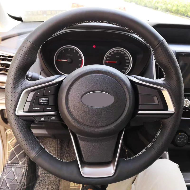 

High Quality cowhide Top Layer Leather handmade Sewing Steering wheel covers protect For Subaru Forester/Legacy/Outback/XV