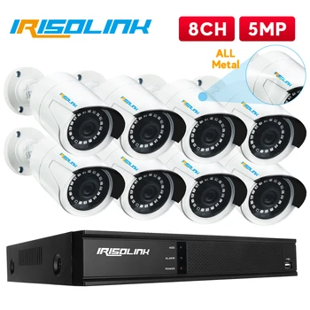 

5MP Video Surveillance System 8CH H.265 DVR Kit 8PCS IR Security Cameras IP67 Waterproof Irisolink CCTV Camera Security System
