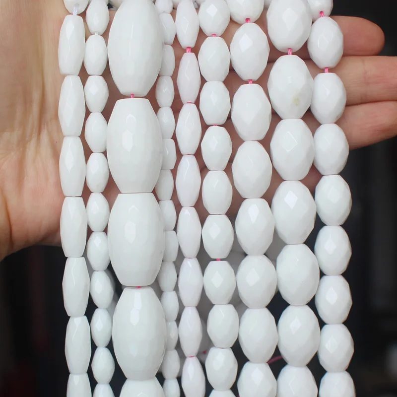 Faceted white porcelain agates Oval beads 15 inch per strand DIY Jewelry Making ! We provide mixed wholesale for all items | Украшения и